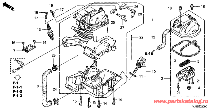 Газонокосилка Honda UMK425E UEET: -  E-02 Крышка Головки Цилиндра/Комплект коленвала Газонокосилка Honda UMK425E UEET: -  E-02 Крышка Головки Цилиндра/Комплект коленвала / 1 (E-02 Cover Головки Цилиндра/Crankshaft (1 