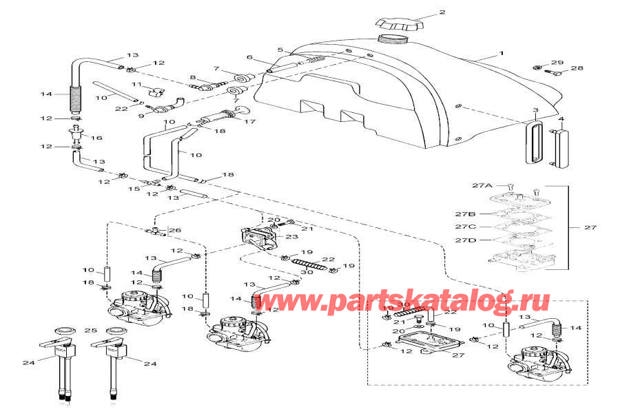 Snowmobile lynx  - Radiator, s - Radiator, Hoses