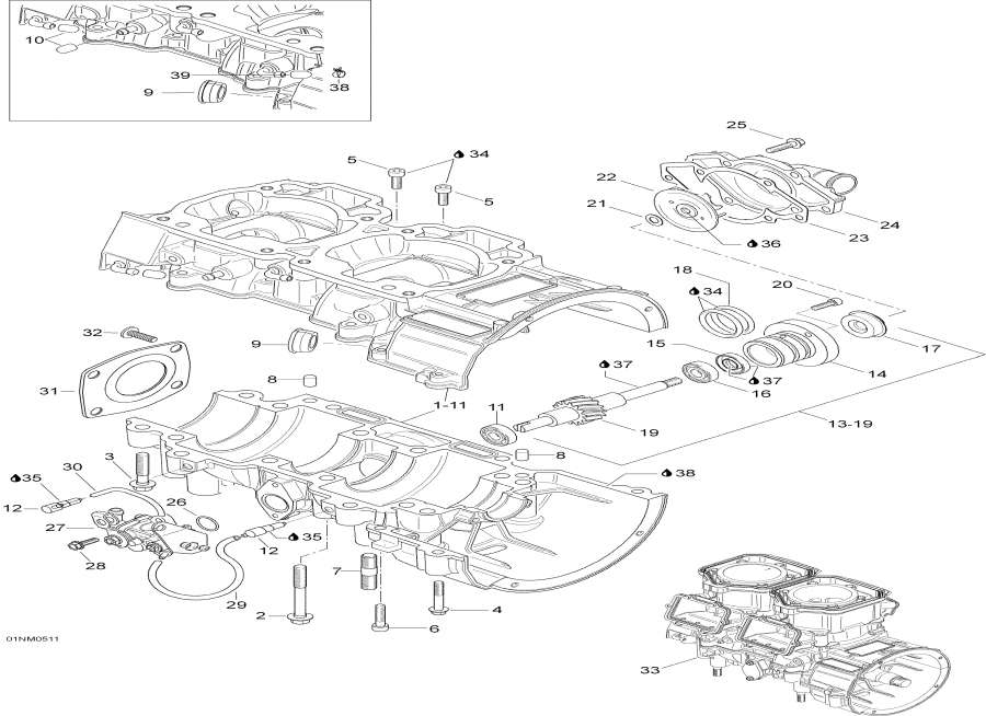 Snowmobiles lynx  - Crankcase /  