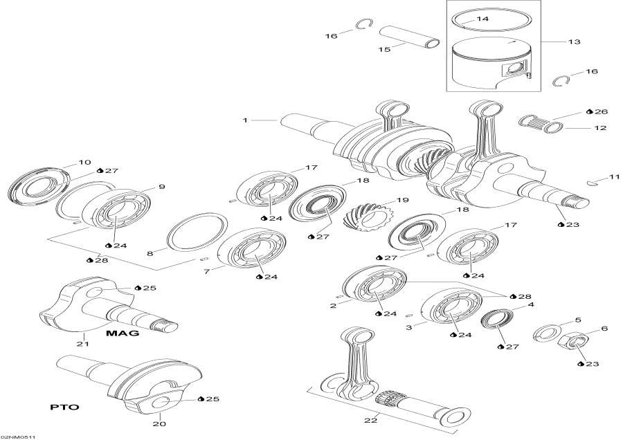 Snowmobiles lynx  -  / Crankshaft