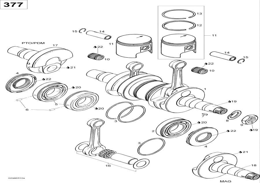 Snowmobile   -    377 / Crankshaft And Pistons 377