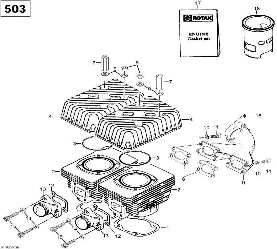  lynx  - Cylinder And Exhaust Manifold, 503 -    , 503