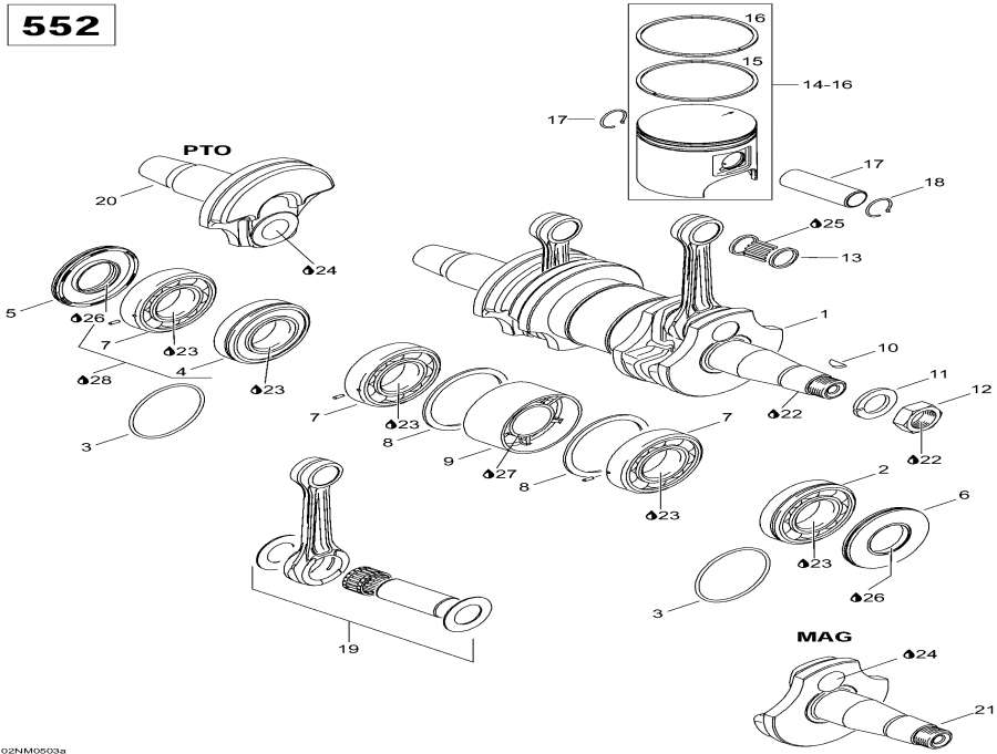 Snowmobiles Lynx  - Crankshaft And Pistons, 552