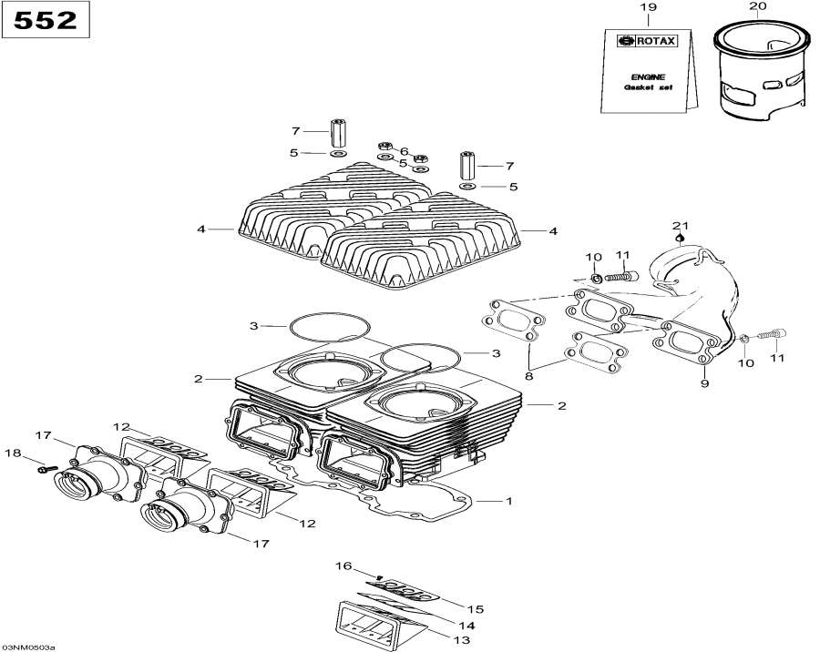  Lynx  -    , 552 / Cylinder And Exhaust Manifold, 552