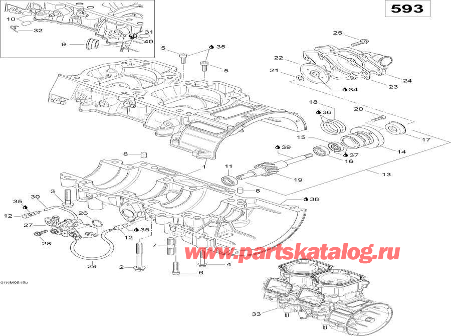 Snowmobiles lynx  -  , 593 - Crankcase, 593