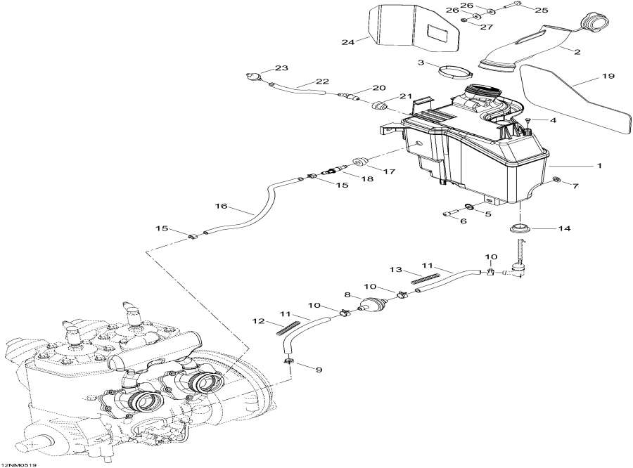 Snow mobile lynx  -    Sport / Oil Tank And Support