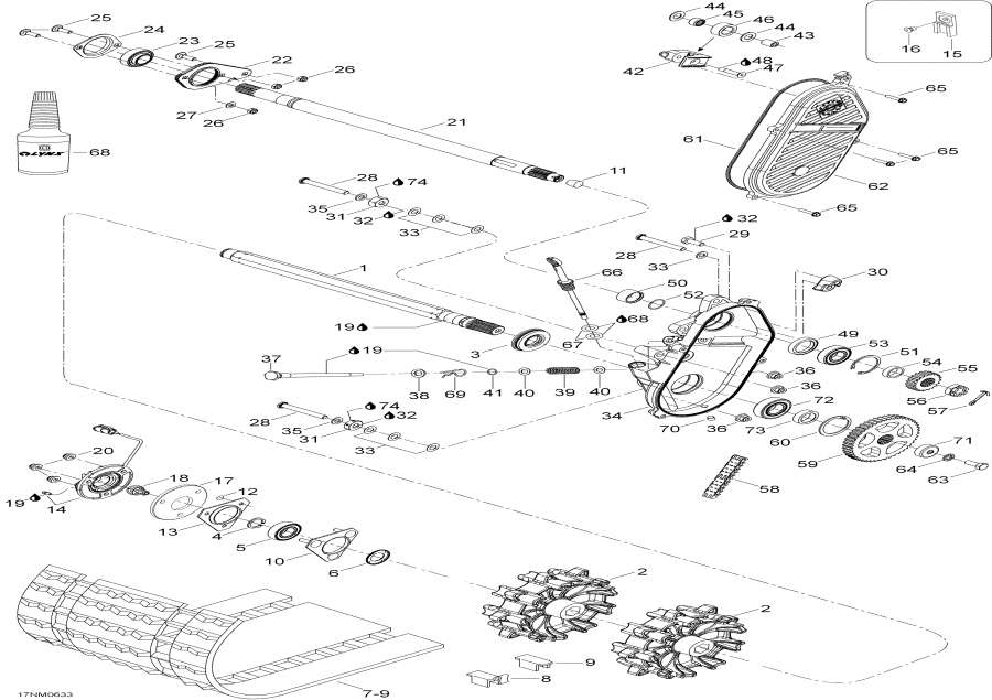 Snowmobile   - Drive Axle And Track