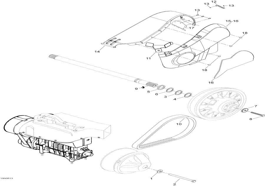 Snowmobile lynx  -  System - Pulley System