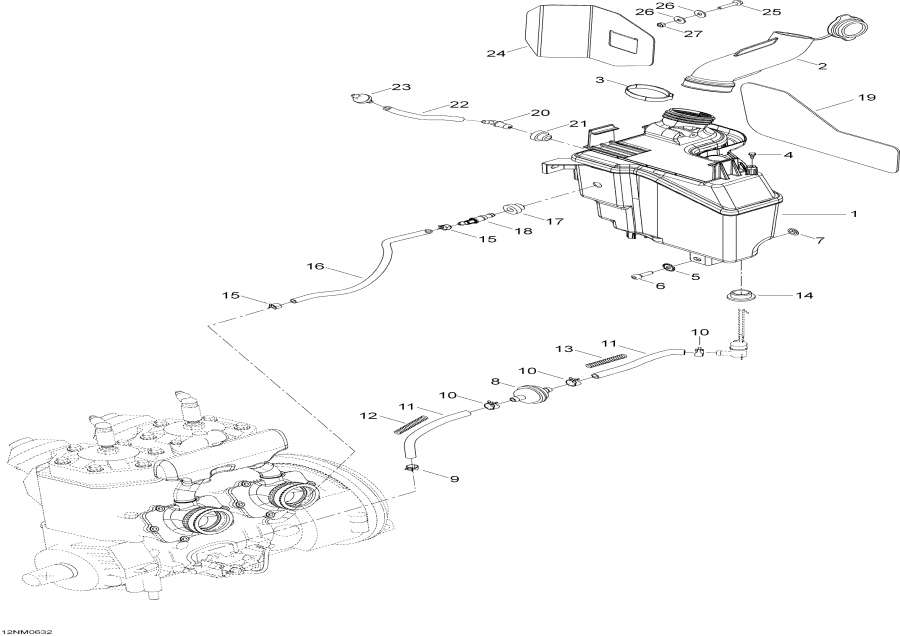 Snowmobile Lynx  - Oil Tank And Support