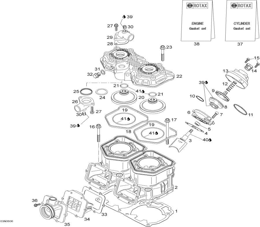 Snow mobile lynx  - Cylinder And Reed Valve /    