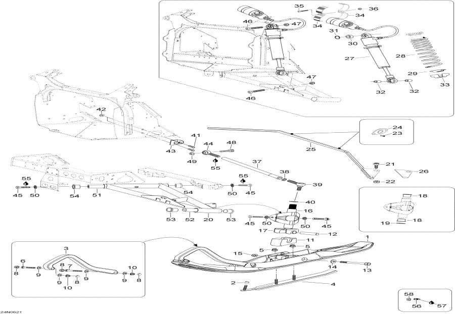 Snow mobile Lynx  - �������� �������� � ���� / Front Suspension And Ski