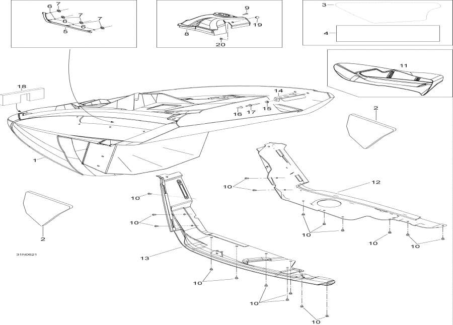 Snow mobile Lynx  - Bottom Pan -  