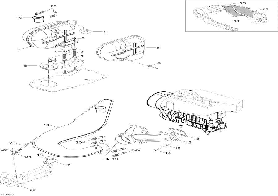 Snowmobile Lynx  - Tuned Pipe And Muffler - Tuned   Muffler