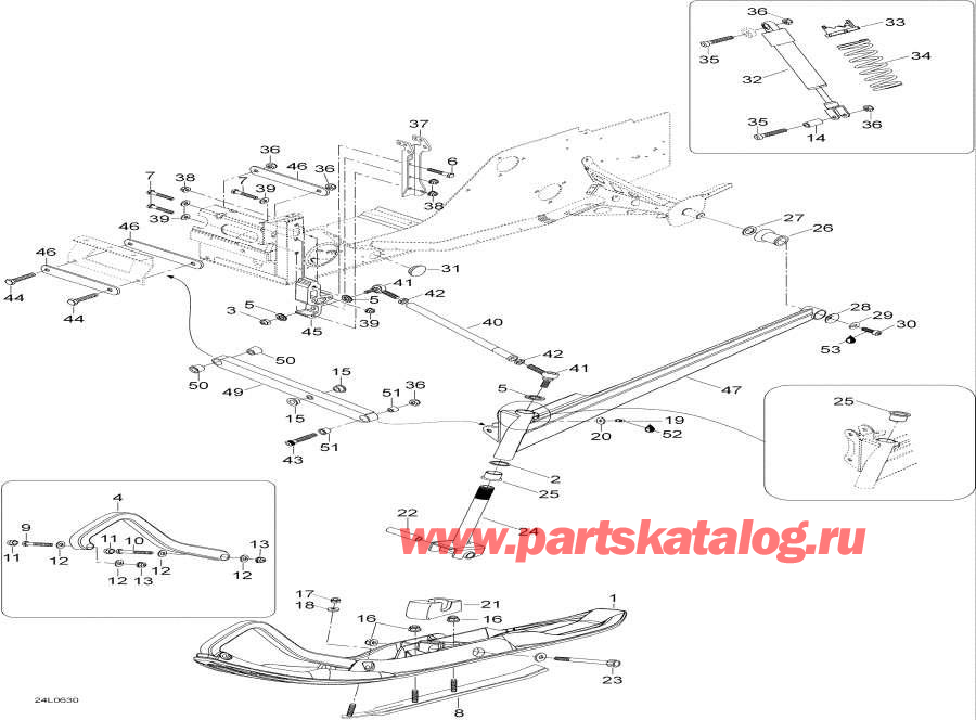 Snowmobiles Lynx  - �������� �������� � ���� - Front Suspension And Ski