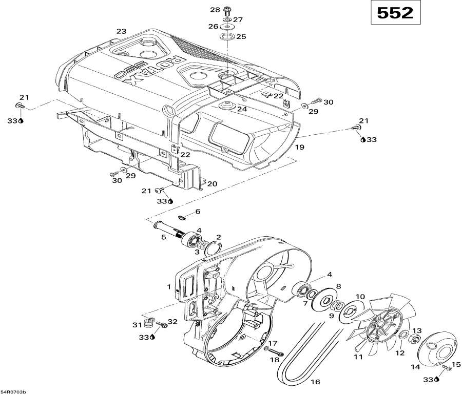 Snowmobile   - Fan &  Cowls V2b - Fan & Cylinder Cowls V2b