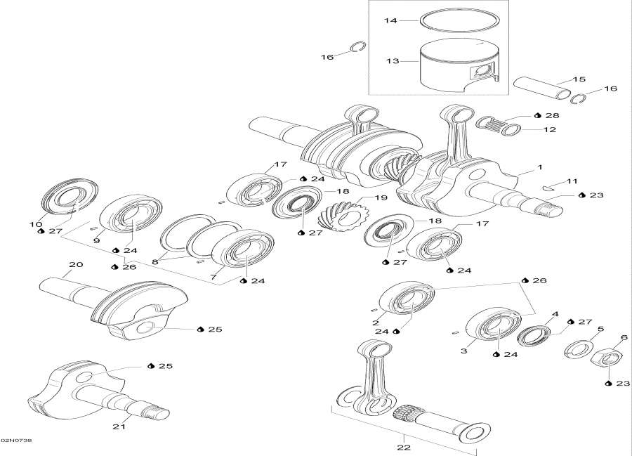 Snowmobile lynx  - Crankshaft - 