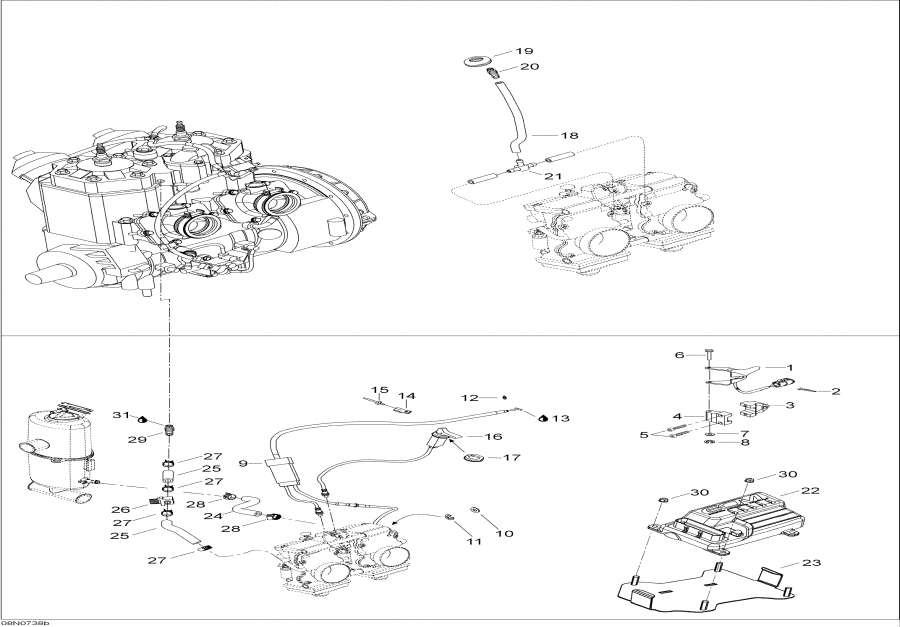 Snowmobile lynx  - Throttle Handle And Ecm -  Handle  Ecm