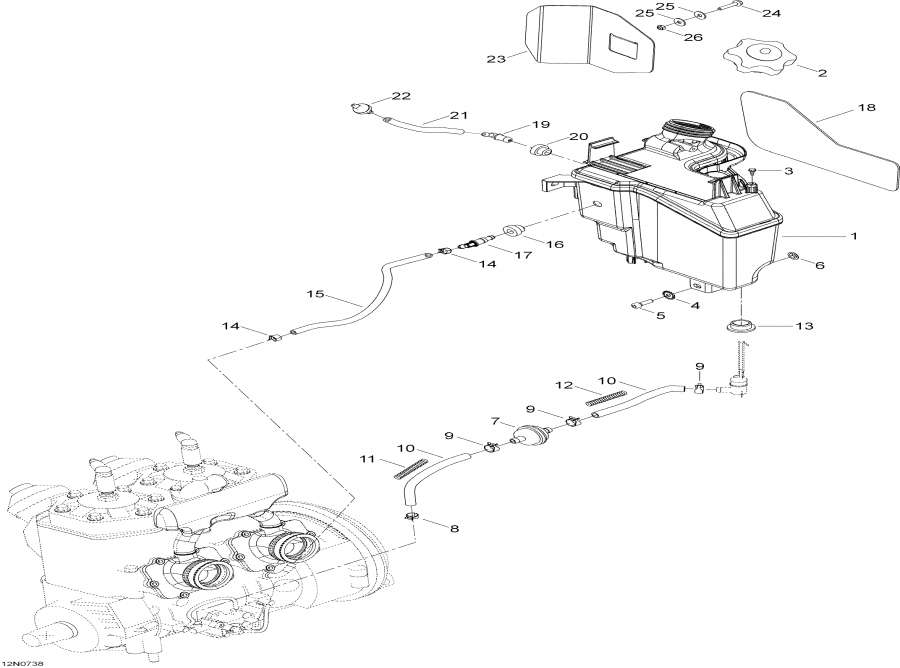 Snow mobile   - Oil Tank And Support /    Sport