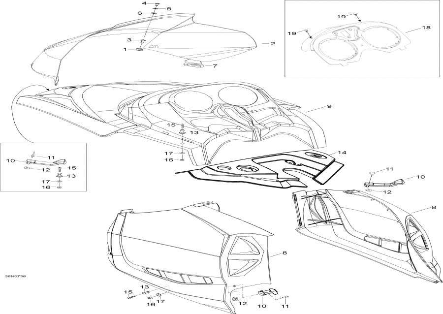 Snow mobile lynx  - Hood And Console / Hood  Console
