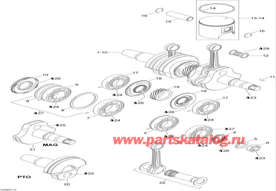 Snowmobile lynx  - Crankshaft And Pistons /   