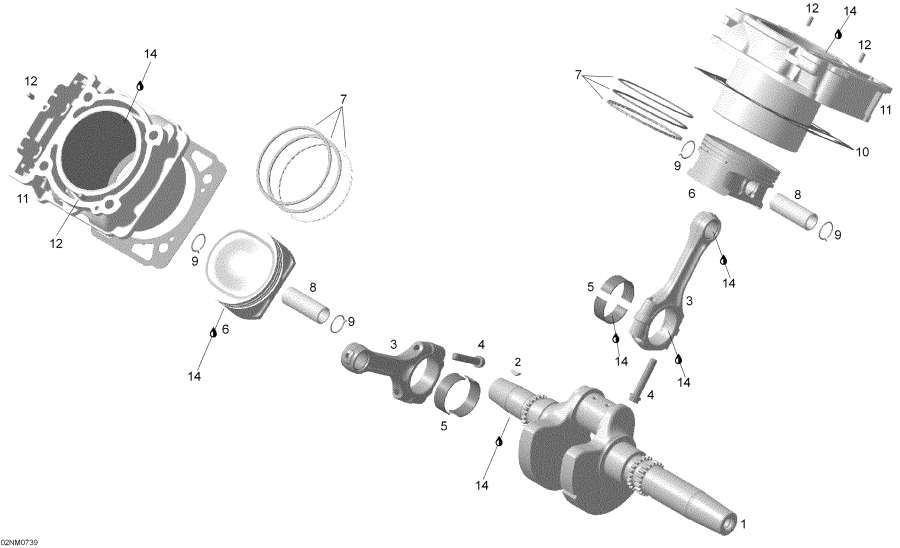Snow mobile lynx  - Cylinder And Crankshaft -   