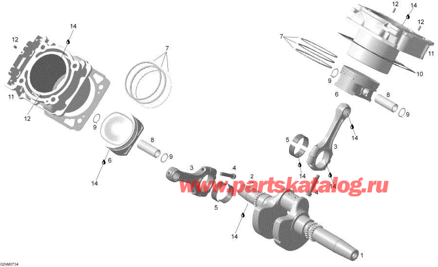 Snowmobile Lynx  - Cylinder And Crankshaft -   