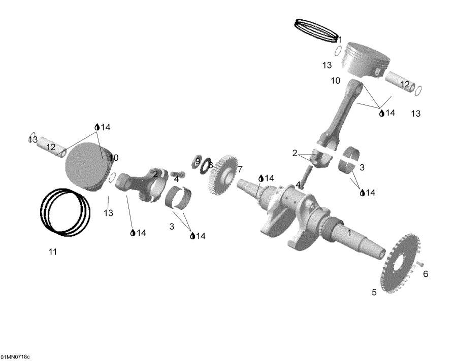 Snowmobiles lynx  - Crankshaft And Piston -   