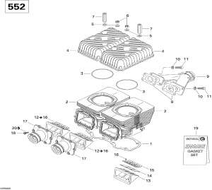 01- ,      V2 (01- Cylinder, Exhaust Manifold And Reed Valve V2)