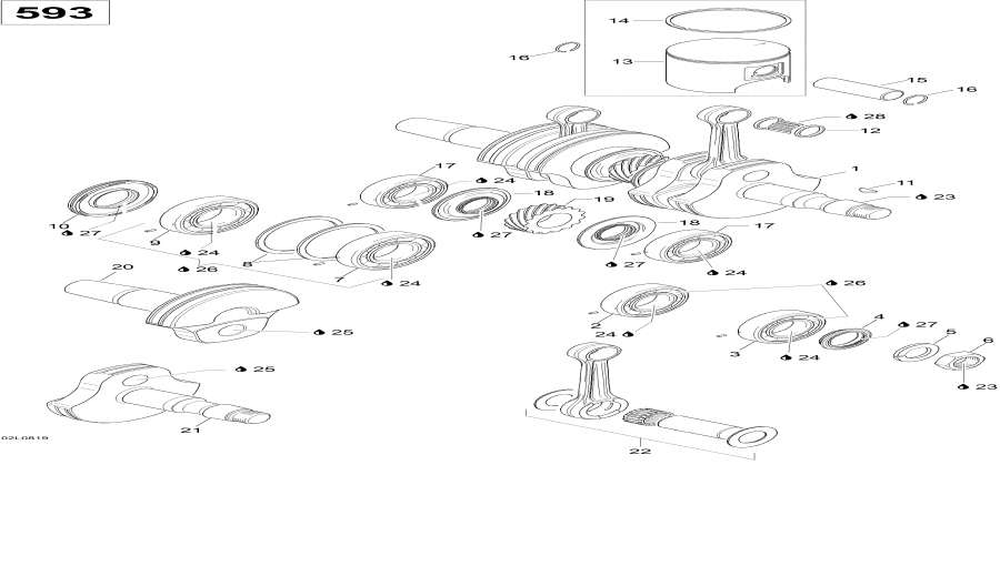 Snow mobile Lynx  - Crankshaft 593 -  593