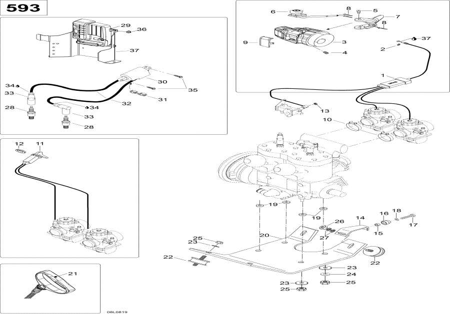 Snowmobile lynx  -    Sport 593 - Engine And Engine Support 593