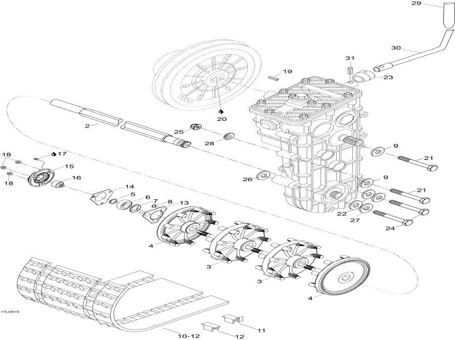 Snow mobile lynx  - Drive Axle And Track