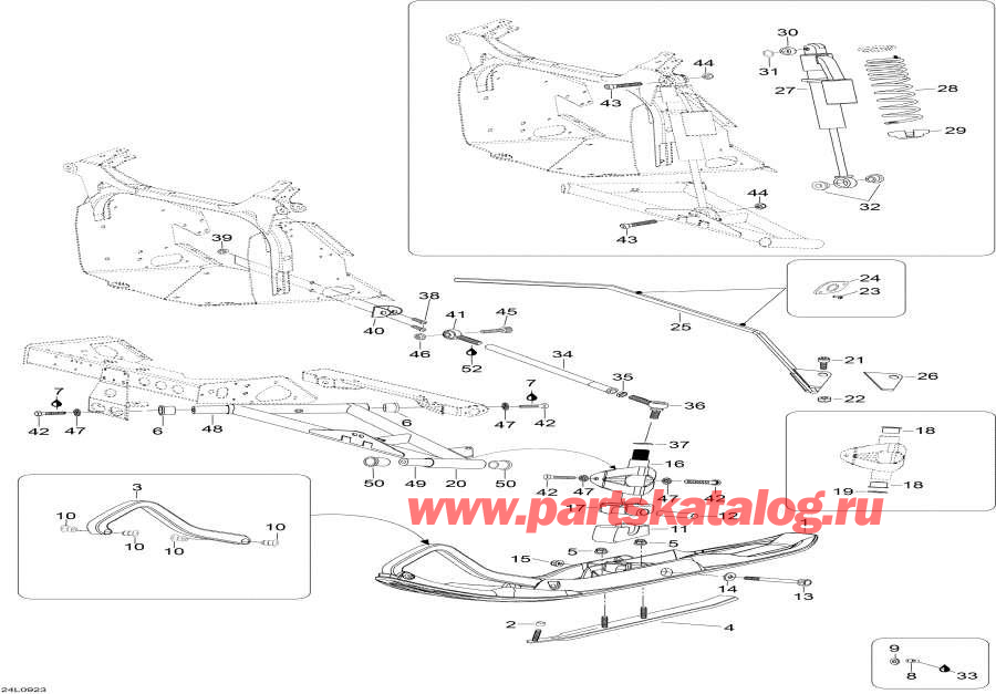 Snowmobile Lynx  - �������� �������� � ���� / Front Suspension And Ski