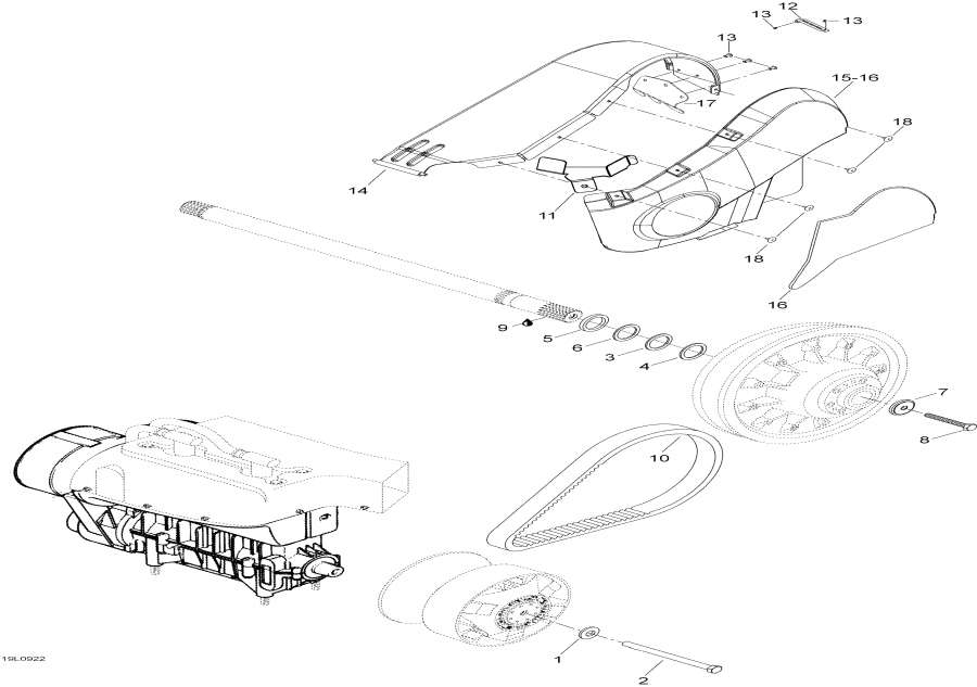 Snowmobile Lynx  -  System - Pulley System