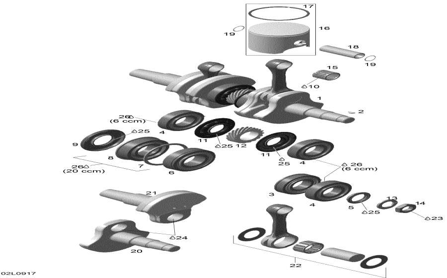 Snowmobile Lynx  - Crankshaft And Pistons