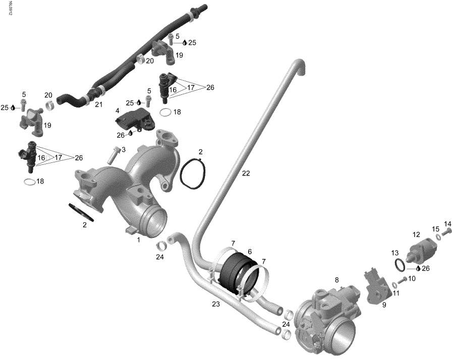 Snowmobile Lynx  - Air �������� ��������� � �������� ���� / Air Inlet Manifold And Throttle Body