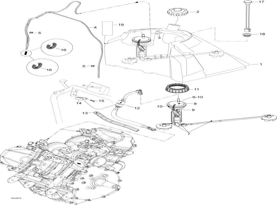 Snowmobile Lynx  - Fuel Tank And Fuel Pump -     