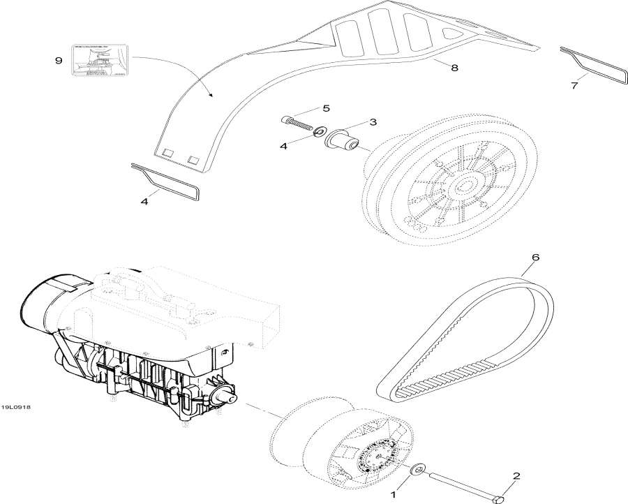 Snowmobile lynx  - Pulley System /  System