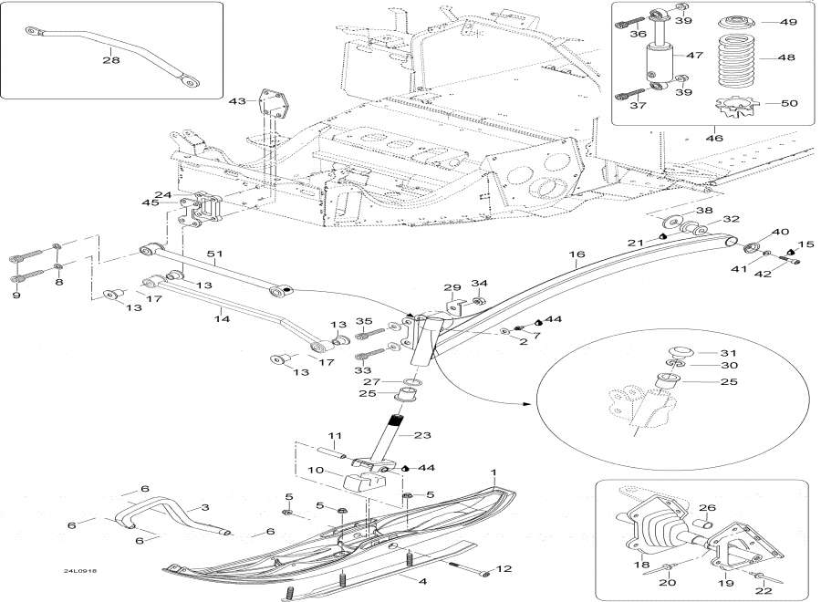 Snowmobiles lynx  - Front Suspension And Ski,   