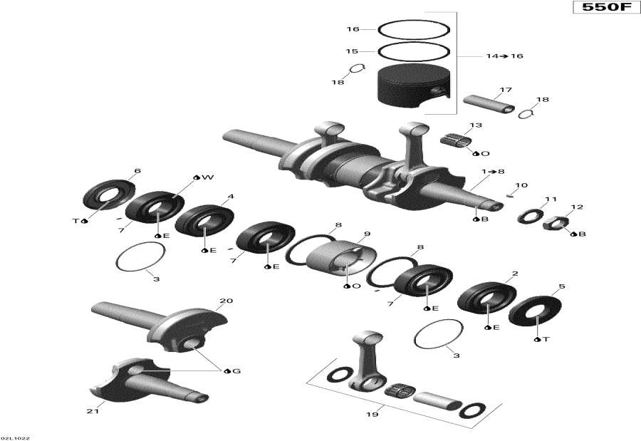 Snow mobile   - Crankshaft And Pistons