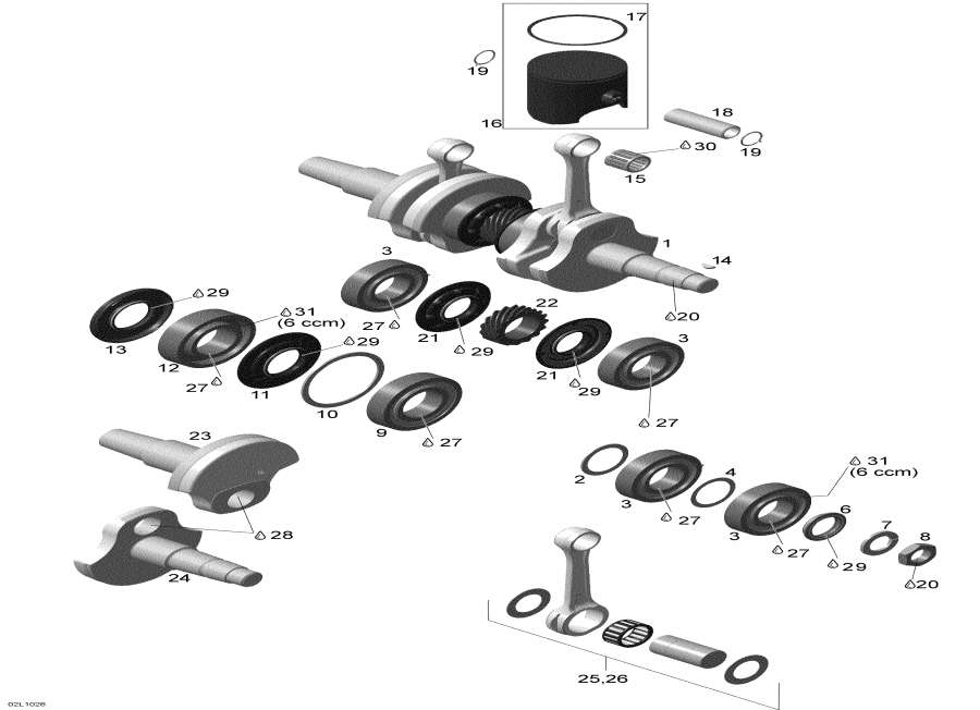 Snowmobile Lynx  - Crankshaft And Pistons