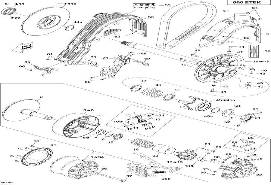 Snowmobile Lynx  -  System 600ho Etec - Pulley System 600ho Etec