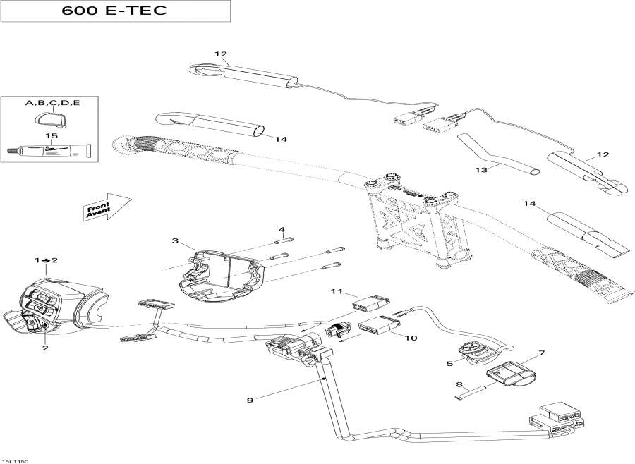 Snow mobile lynx  - ������� ������� Wi������ ���� �������� 600 Ho Etec - Steering Wiring Harness 600 Ho Etec