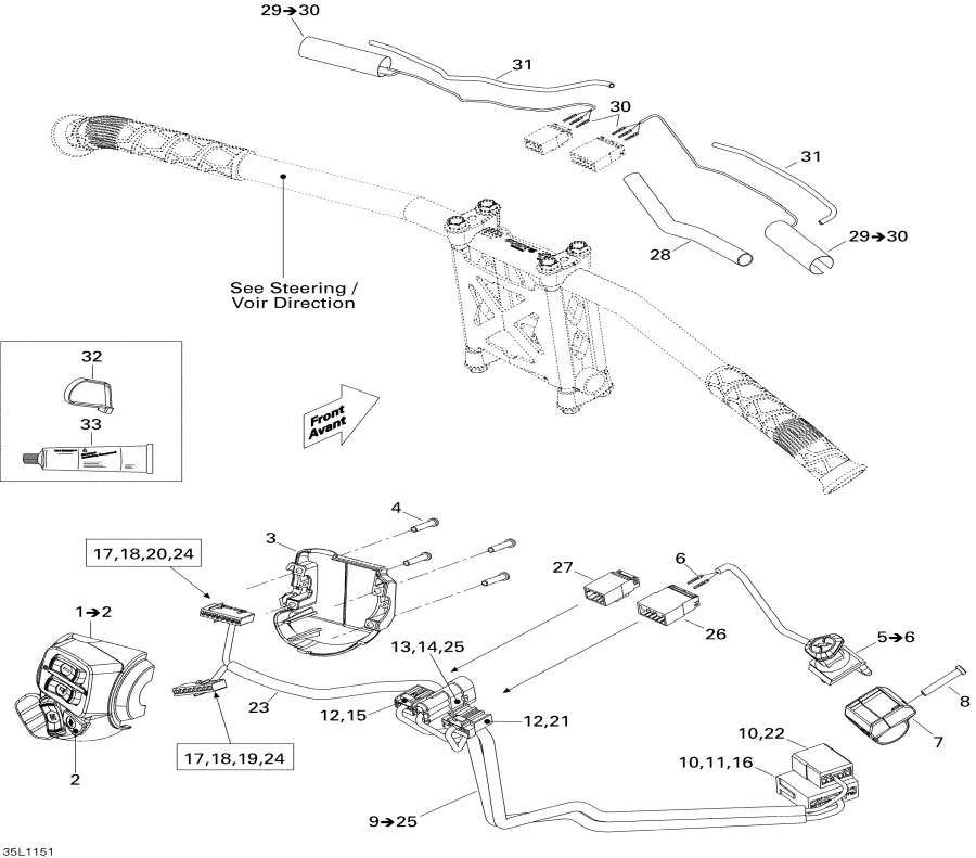 Snowmobile lynx  - Steering Wiring Harness