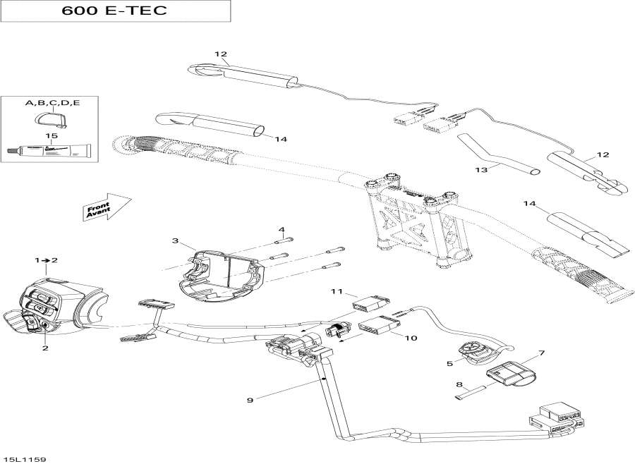 Snow mobile lynx  - Steering Wiring Harness 600 Ho Etec