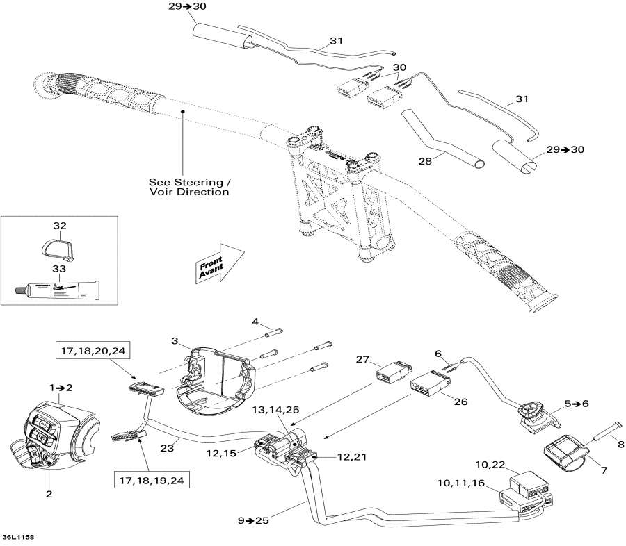 Snow mobile   - Steering Wiring Harness /   Wi  