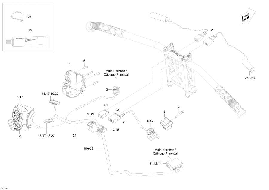 Snowmobiles Lynx  - ������� ������� Wi������ ���� �������� / Steering Wiring Harness