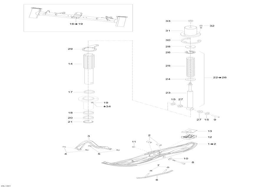 Snow mobile Lynx  - Front Suspension And Ski /    