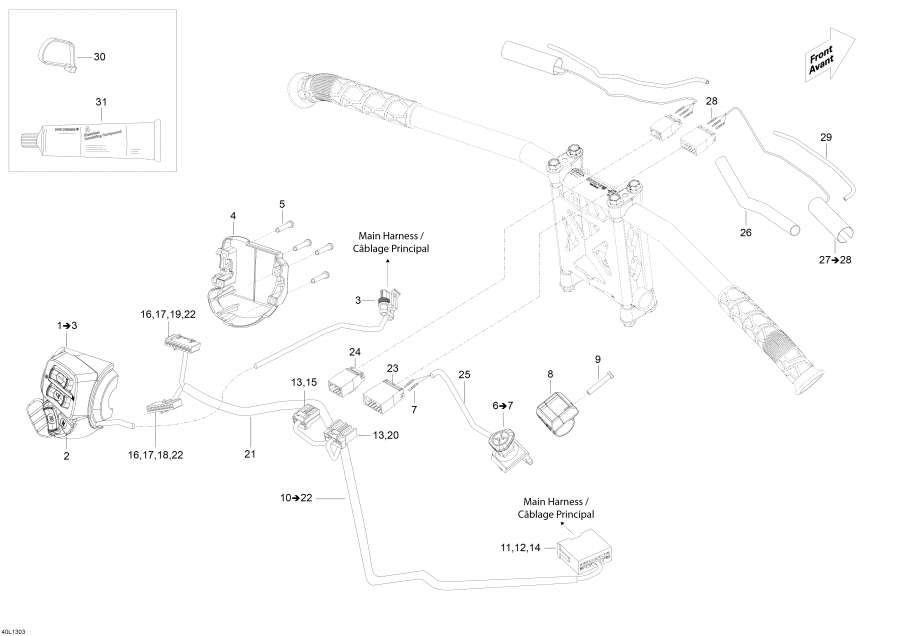 Snowmobile Lynx  - Steering Wiring Harness -   Wi  