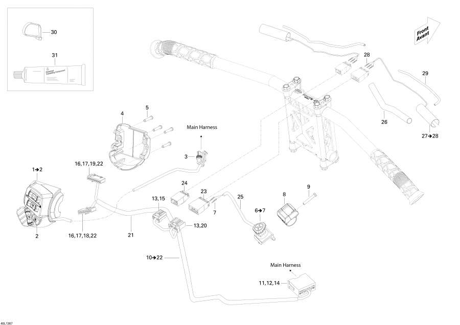 Snow mobile lynx  -   Wi   - Steering Wiring Harness