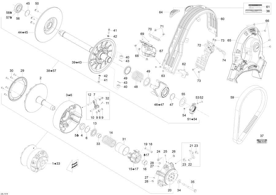 Snowmobile lynx  -  System - Pulley System
